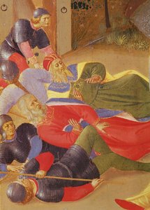 キリストの生涯の場面、ノックされた人物のユダの裏切りの詳細を描いた第2パネル、1450-3木のテンペラ 作： Fra Angelico